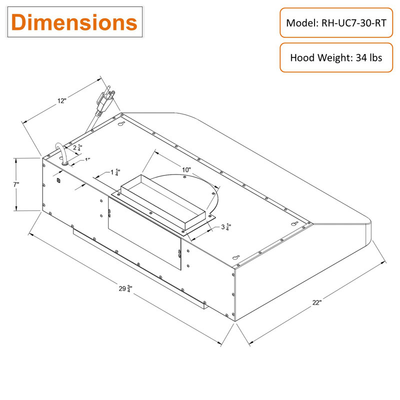 Awoco 30" Stainless Steel 900 CFM Ducted (Vented) Under Cabinet Range Hood with Baffle Filter