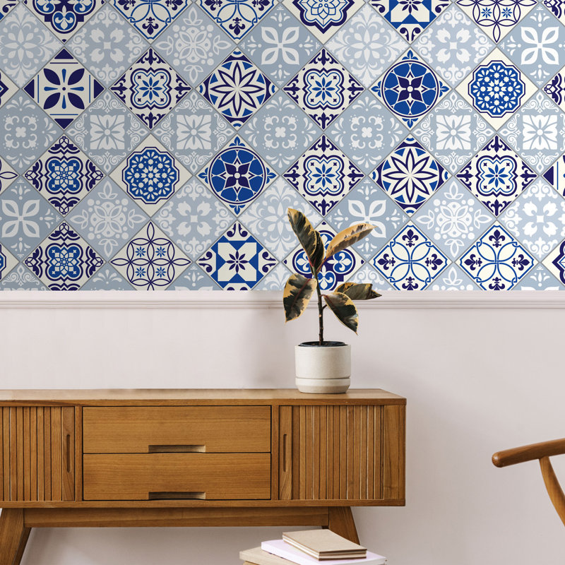 Johnathan Blue Grace Mediterranean Wall Tiles Sticker 15cm (6in)