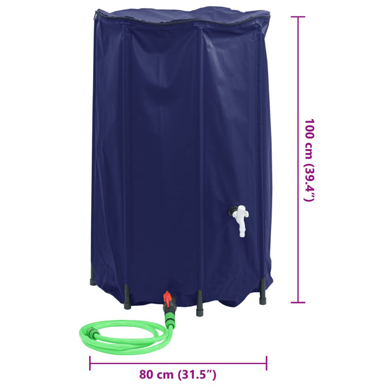 Dakota Fields Plastic Rain Barrel, Blue, 500 L
