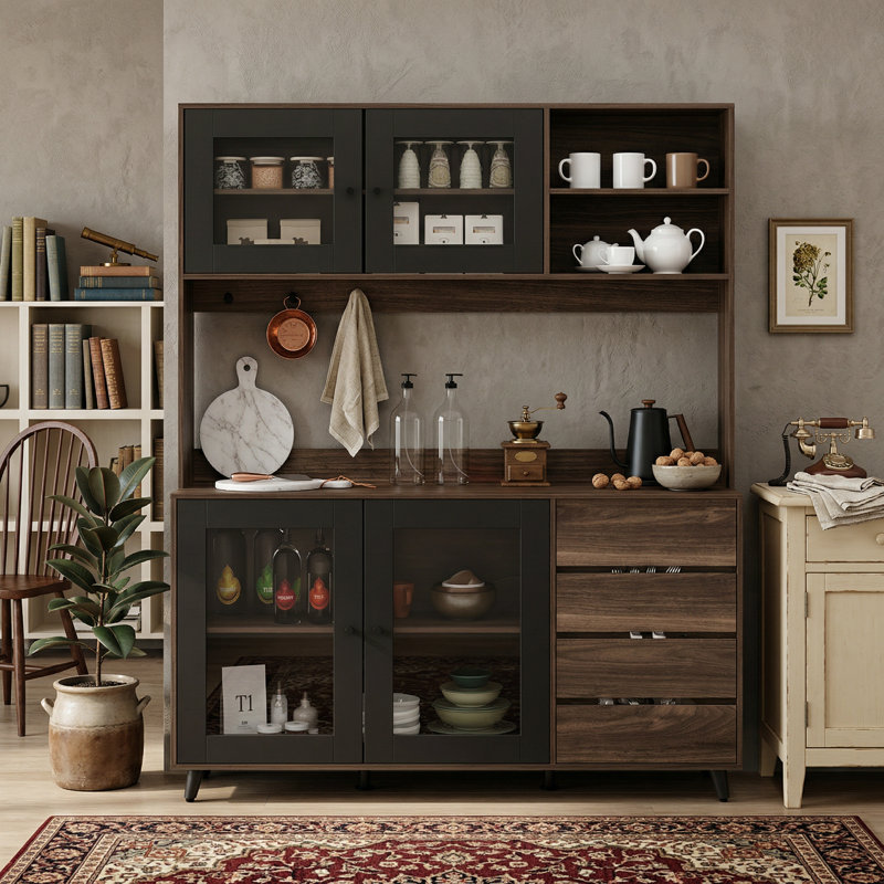 Armoire de salle à manger en bois de 62,9 po Brokaw, Marron foncé