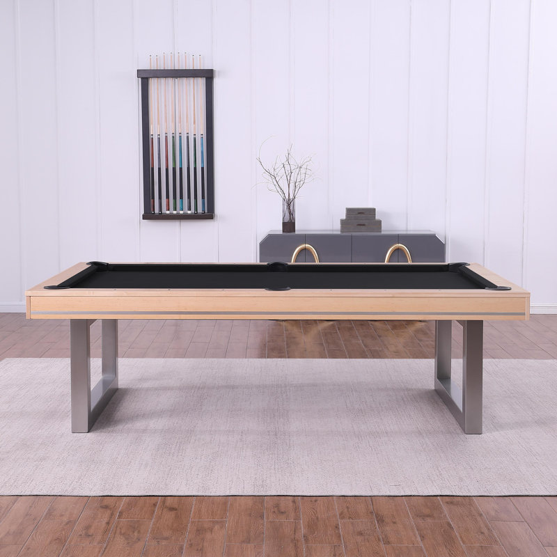 Table de billard en bois massif avec plateau de salle à manger Harmony, Noir, 7', Chêne Naturel