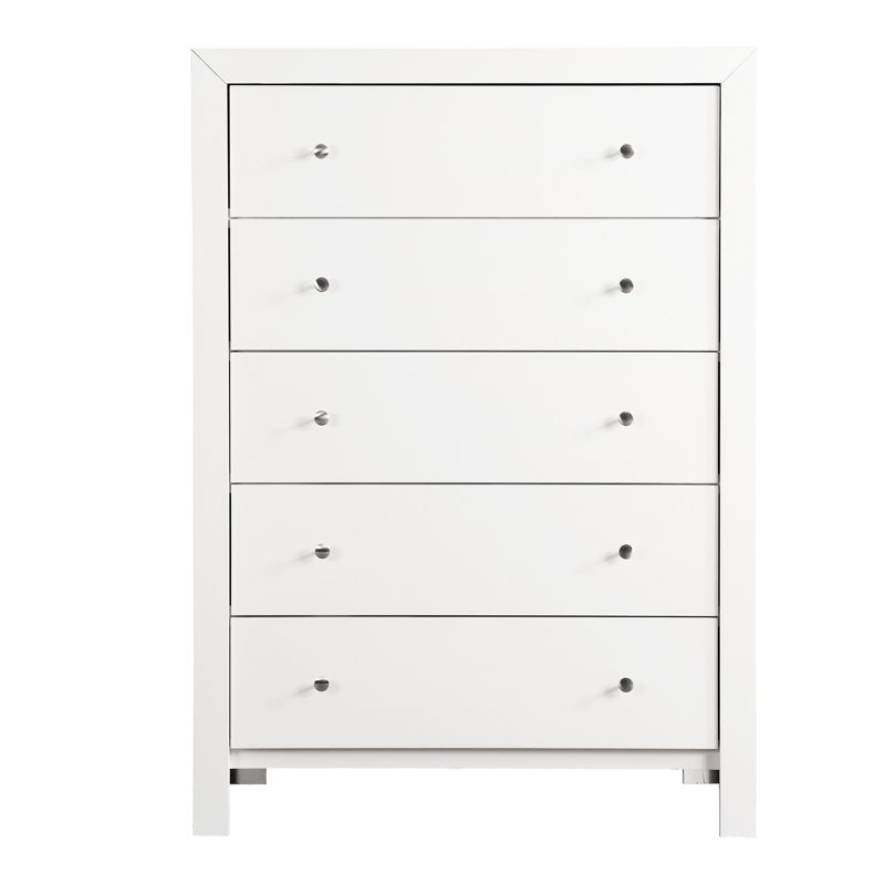 Commode pour meubles de chambre à coucher de couleur blanche: matériau solide, commode spacieuse: structure, tiroirs spacieux