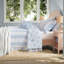 Ensemble de literie à rayures bleues Cabana, ensemble de volants simple et simple en microfibre XL