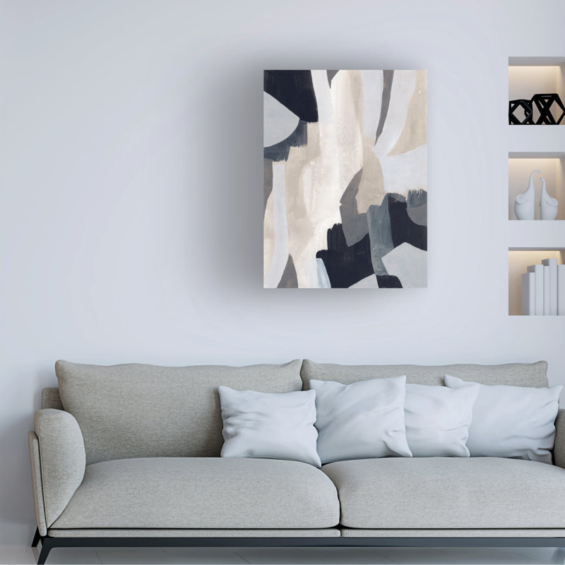 Neutral Abstract Canvas Art in Black, White, and Gray