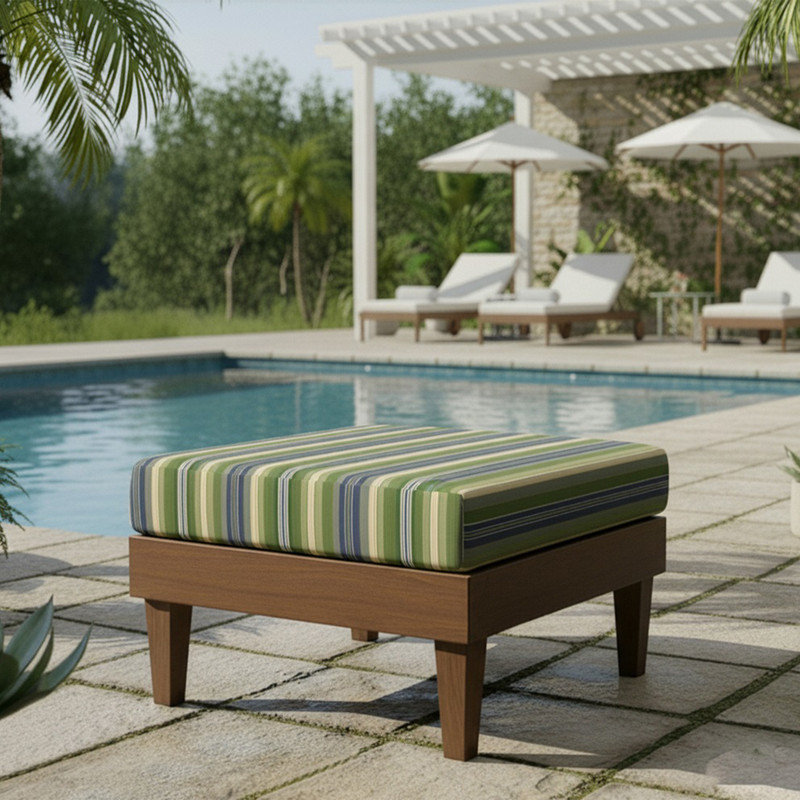 Coussin de remplacement pour repose-pieds d'extérieur Sunbrella, Calista Delft rayé