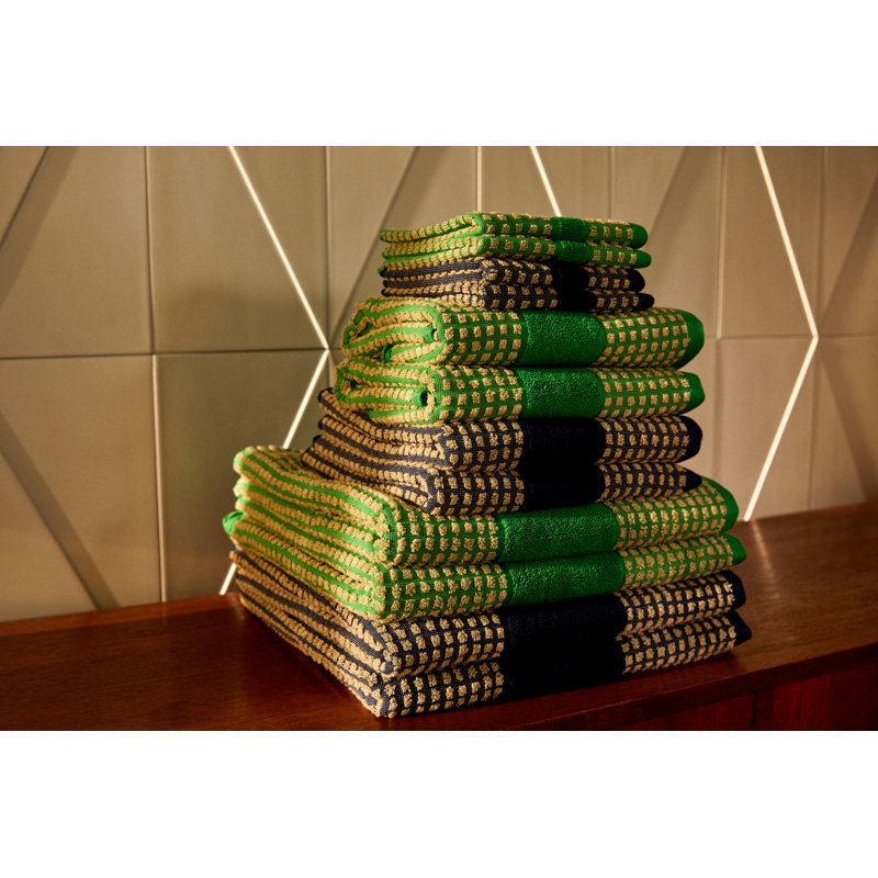 Check Hand Towel 19.7" X 39.4", Green/Sand