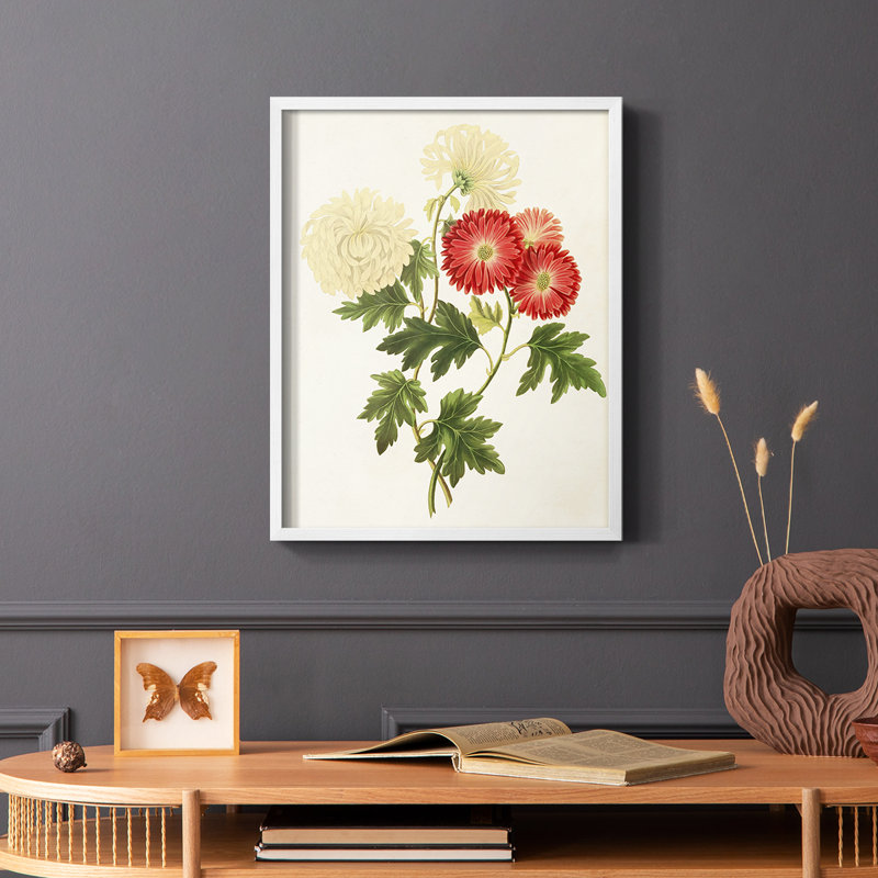 Fleurs des saisons I, reproduction encadrée - bois massif, Blanc, H 20 po x l 16 po