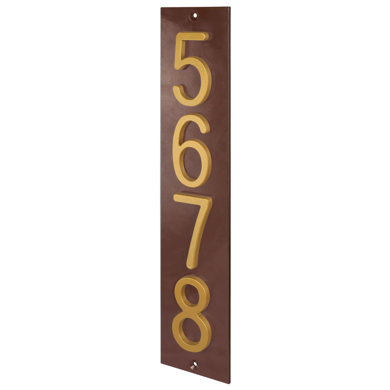 Plaque d'adresse verticale en aluminium Royal Shade, Doré, Oui, Brun