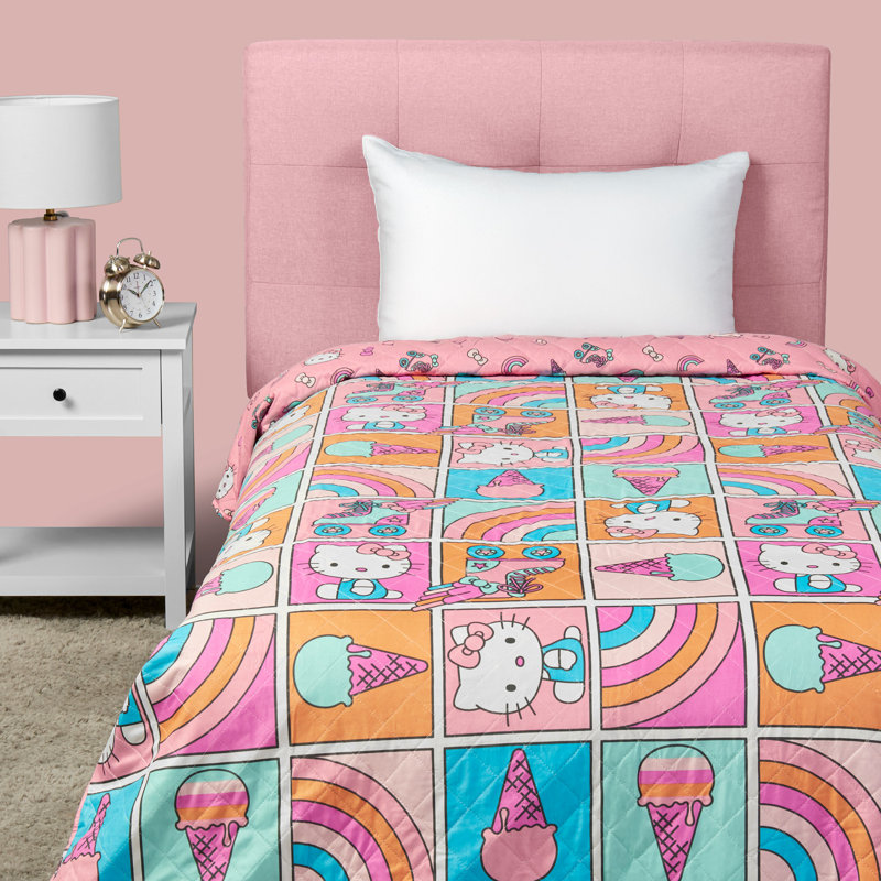 Couverture Sanpi Hello Kitty Rainbow, Lit simple, Rose