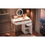 31.5'' Makeup Vanity Desk With Lighted Mirror, Luxury Dressing Table With 2 Drawers And 1 Cabinet, 3 Lighting Modes Available For Bedroom, White-Gold