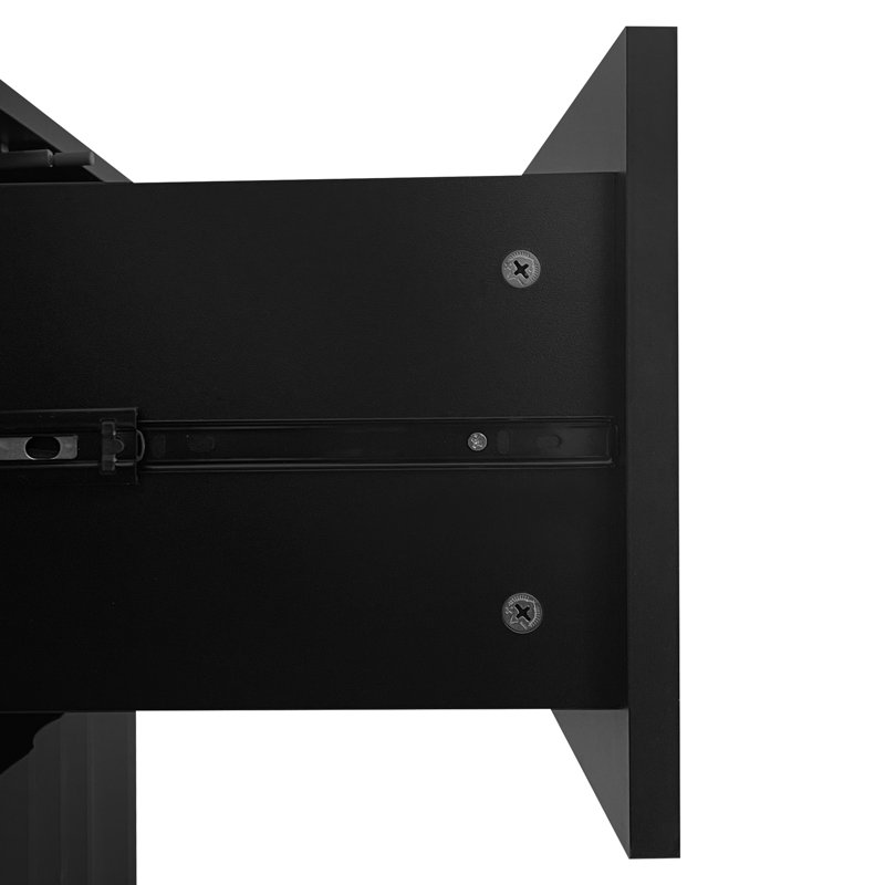Buffet à motif de vagues avec 2 portes, 2 tiroirs et tablettes réglables, Noir, noir, noir, noir