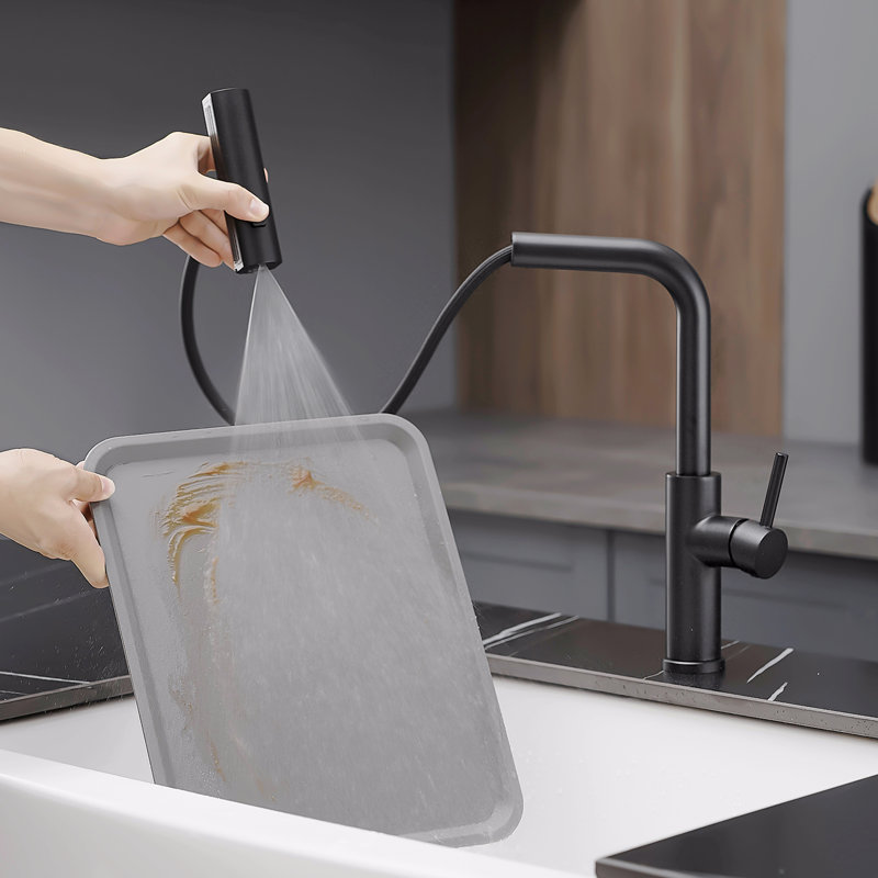 Kitchen Sink Faucet, Black Kitchen Faucets With Pull Out Sprayer,Kitchen Bar Faucet Single Hole Faucet, Black