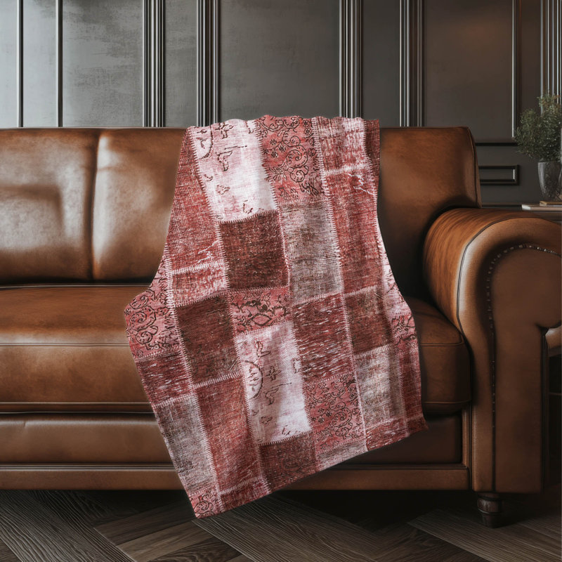 Jeté patchwork Addison Sherpa ASB631, Bourgogne