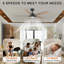 Ventilateur de plafond moderne à 5 pales de 52 po avec lumières DEL et télécommande, moteur à courant continu réversible à 6 vitesses, 3 lumières de couleur, minuterie, pales en bois à double face-1750903427-1750903437