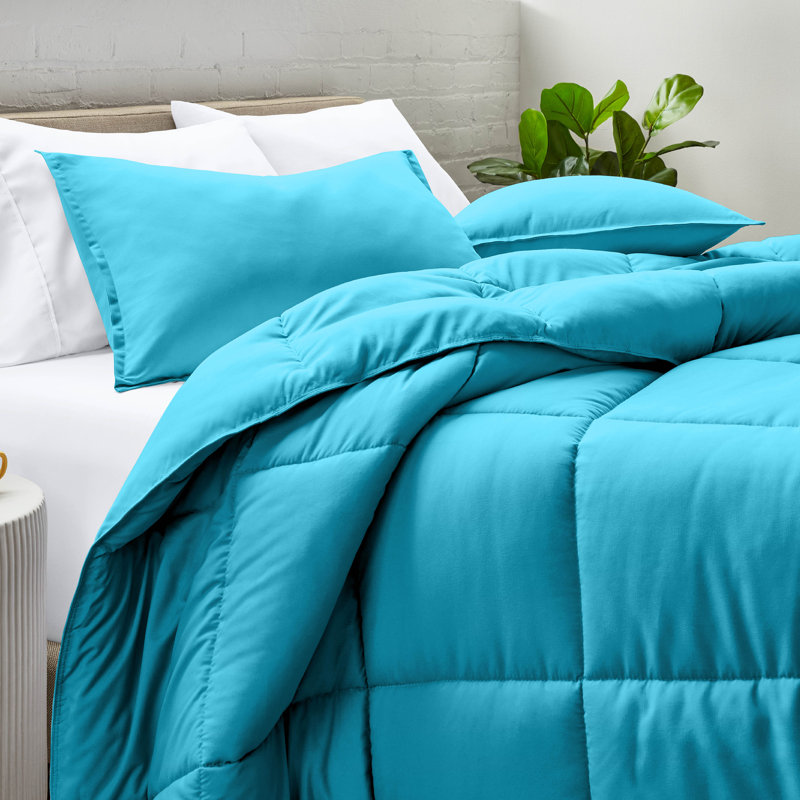 Ensemble d'édredon ultra-doux toutes saisons, Turquoise, Édredon pour grand lit + 2 taies décoratives sta