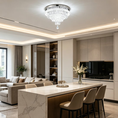 Lustre moderne en cristal, plafonnier encastré à 5 niveaux en forme de sablier à DEL, blanc chaud 2700 K pour la chambre à coucher, le salon et la salle à manger