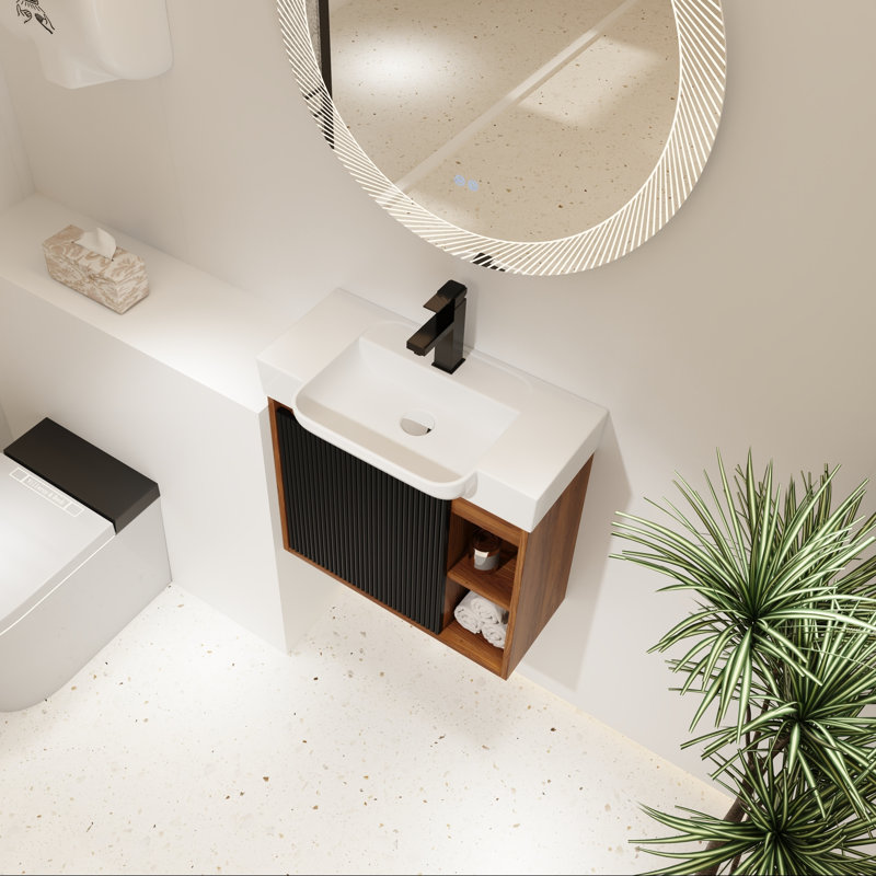 Meuble-lavabo mural avec lavabo en céramique, 24"