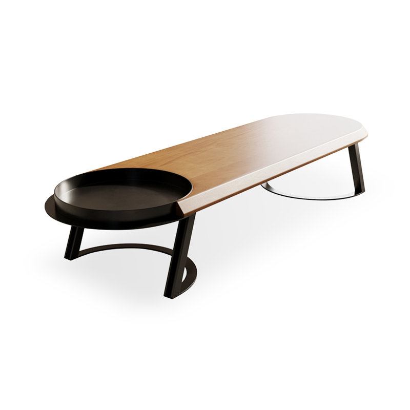 Tables basses ovales en bois massif BROWN, H 13,78 po x L 62,99 po x l 23,62 po