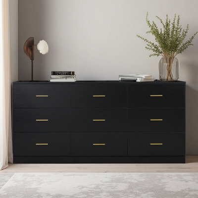 Modern 9-Drawer Dresser For Bedroom - Ample Storage Wide Chest Of Drawers, Sturdy & Safe
