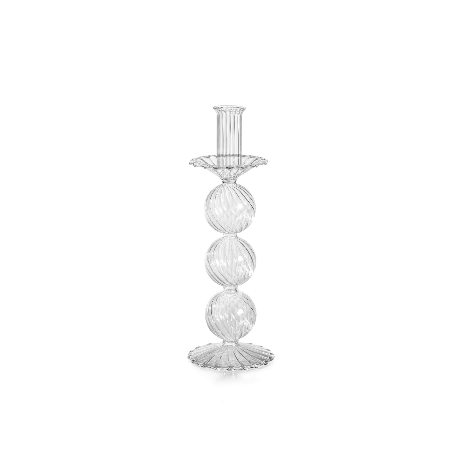 Adrienna Swirl Glass Candlestick Holder, 10.5" H x 3.5" W x 3.5" D