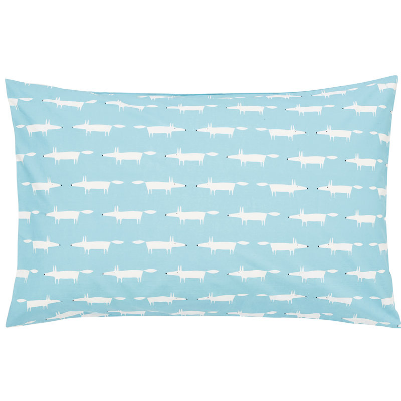 Mr Fox 100% Cotton Pillow Case, Teal