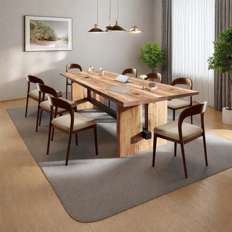 Rectangular Solid Wood Dining Table Set for 8, Large Banquet Table, 29.53"H x 86.61"L x 35.43"W