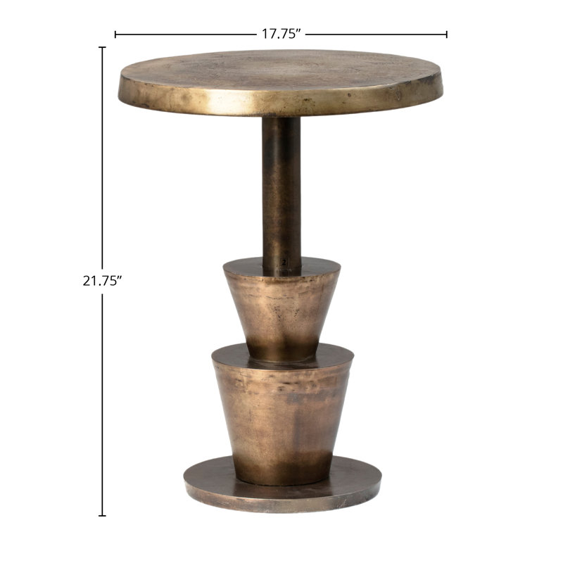 Kenway 18" Round Aluminum Sidetable, Antique Brass