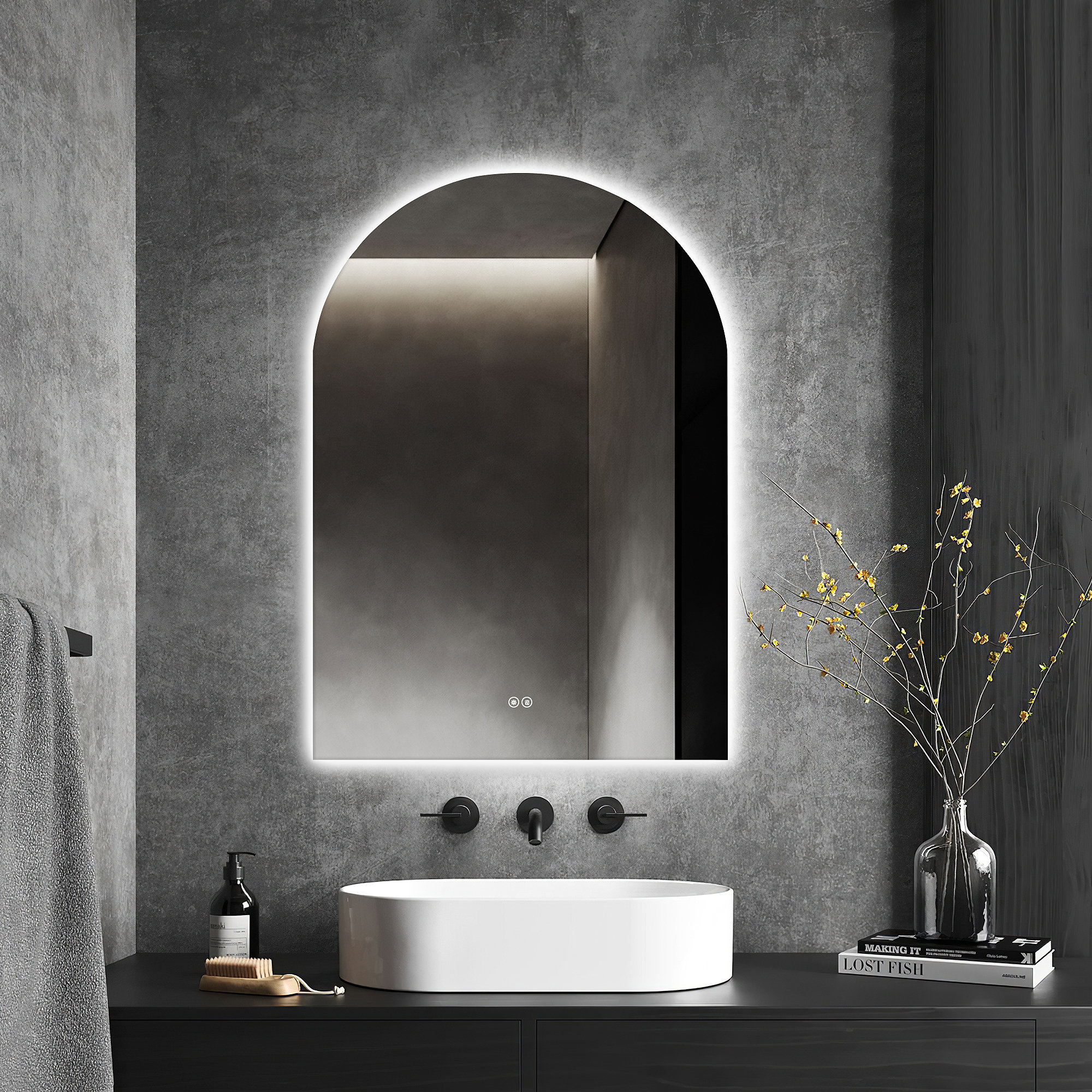 Wade Logan® Cadedra Arch LED Wall Mirror Bathroom Mirror with Defogging ...