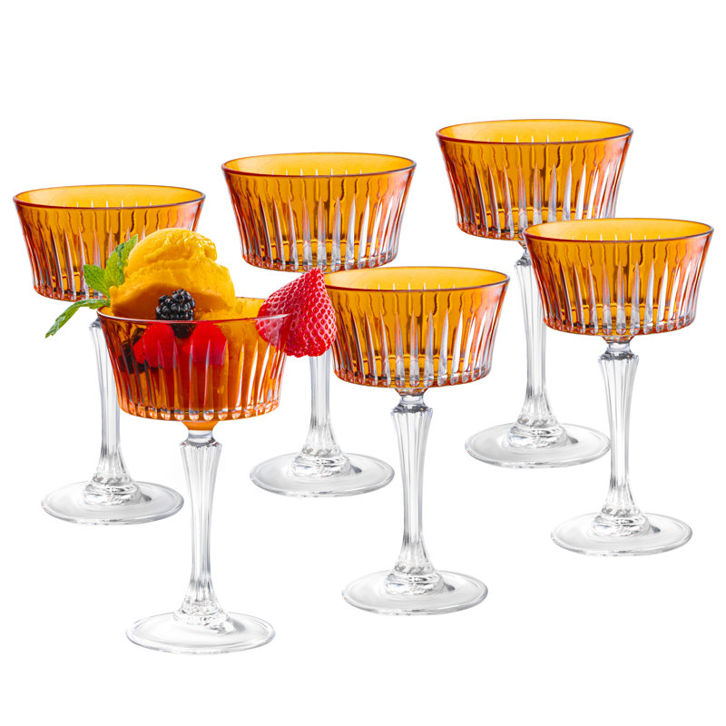 Verres à champagne colorés, verres à pied Martini, ensemble de 6 - 8,7 oz, Ambre