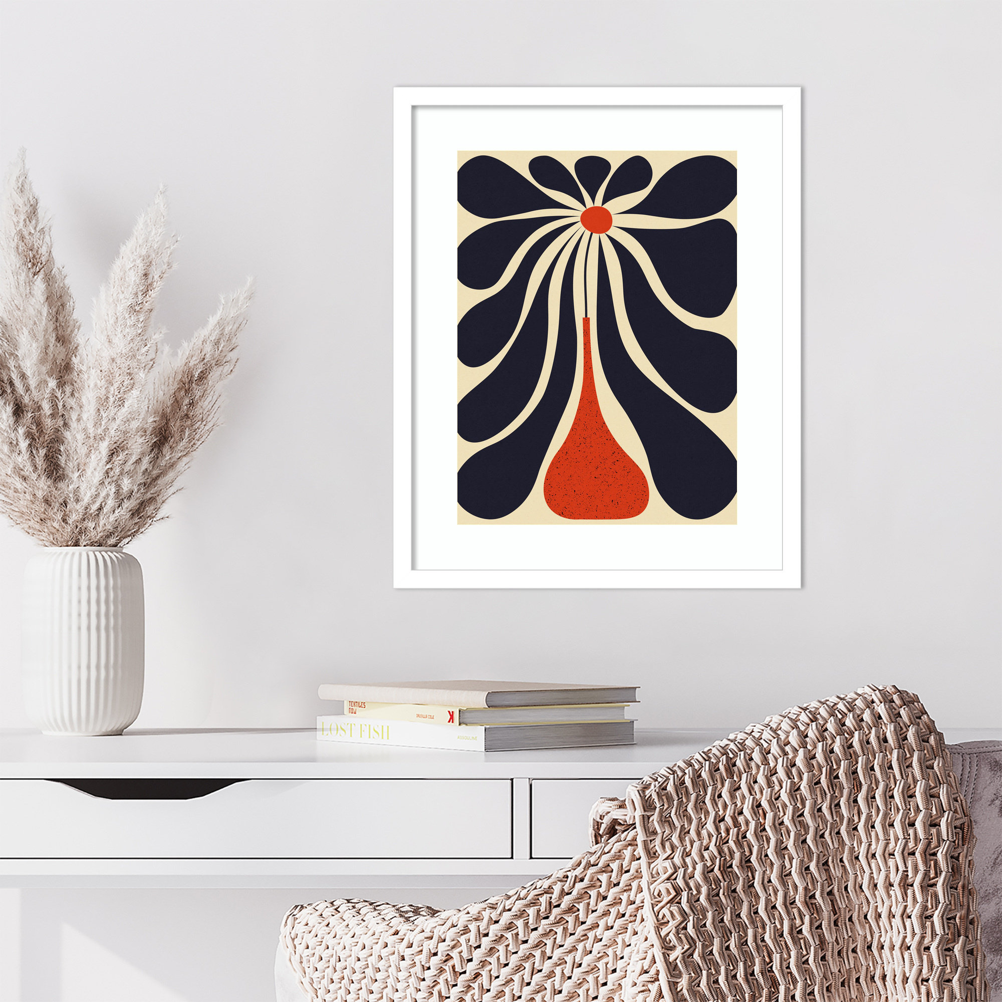 Lazy Flower by Alisa Galitsyna Wood Framed Wall Art Print, 21" H x 17" W, White Framed
