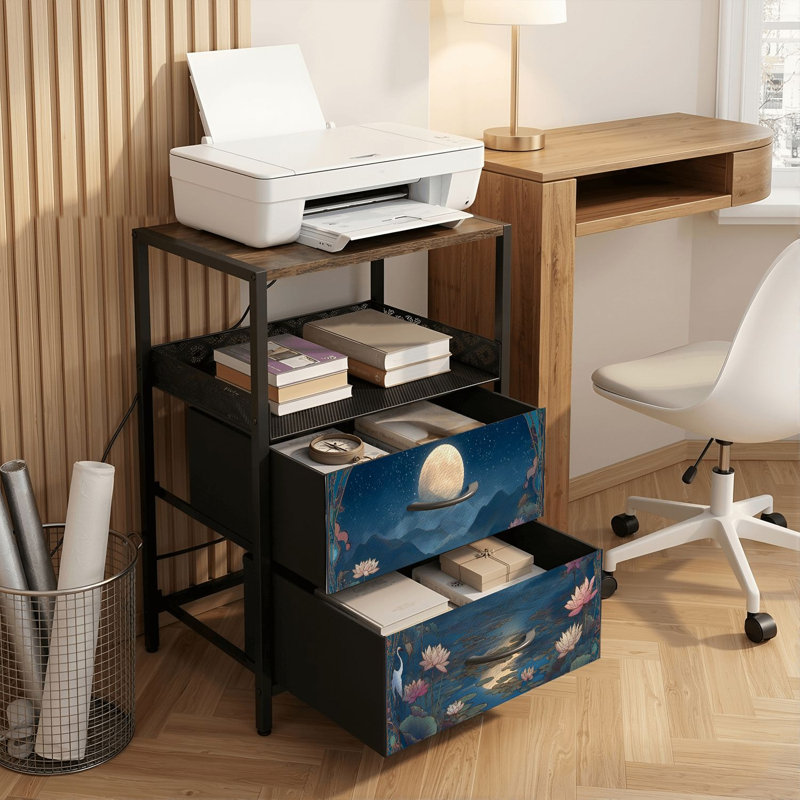 Table de chevet 2 tiroirs avec station de charge, table de chevet de chambre à coucher avec ports USB et prises USB