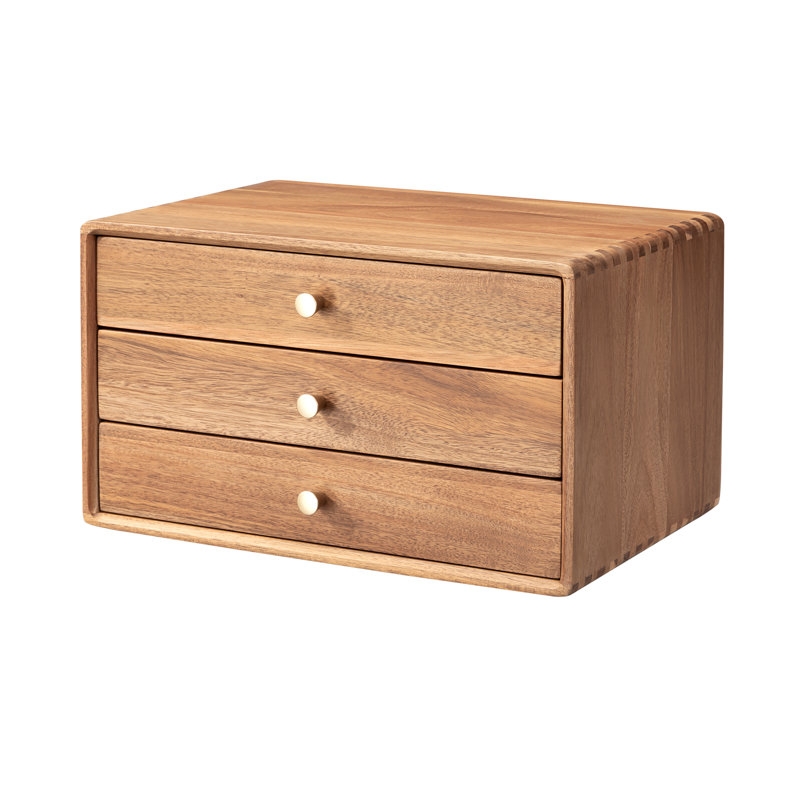 Organisateur de bijoux vintage en bois d'acacia, armoire de rangement de bureau, boîte à accessoires