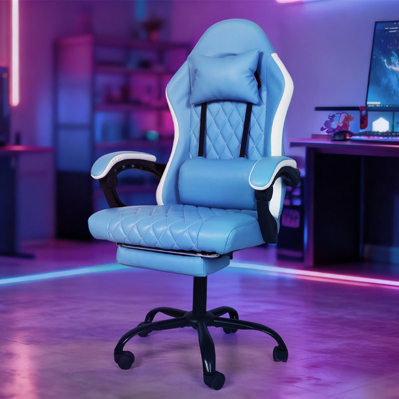 Gaming Chair with Headrest, Blue