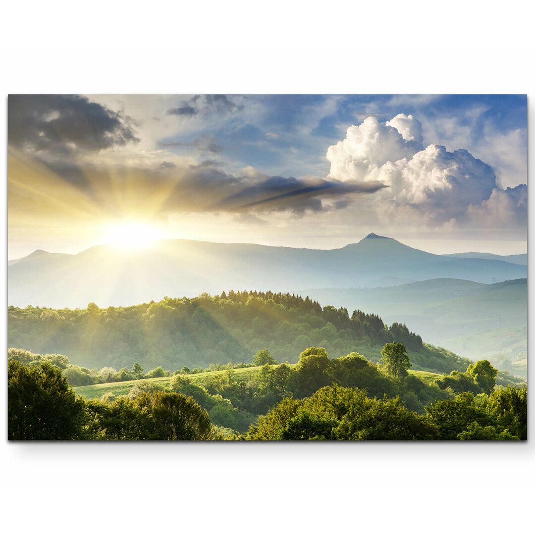 Leinwandbild Gebirgslandschaft mit bewölktem Himmel – Ukraine