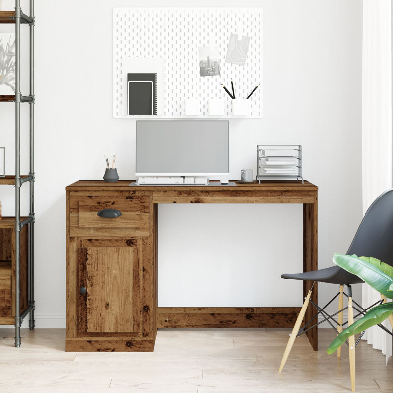 Desk Particleboard 50 X 115 X 75 Cm Storage, Old Wood