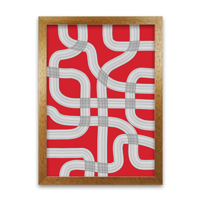 Red Black And White Abstract - Print