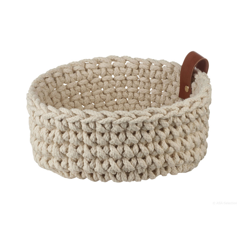 ASA Selection baskets crochet basket, bread basket, decorative basket, decorative, cotton, 7cm H x 17cm W x 17cm D, Nude
