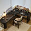 Bureau d'écriture en bois massif noir en forme de L-1364224591-1364224596