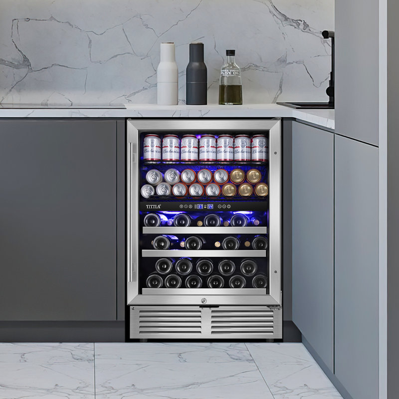 Tittla 24" Stainless Steel Dual Zone Wine and Beverage Cooler