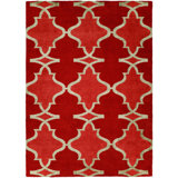 Viraj Damask Area Rug in Red
