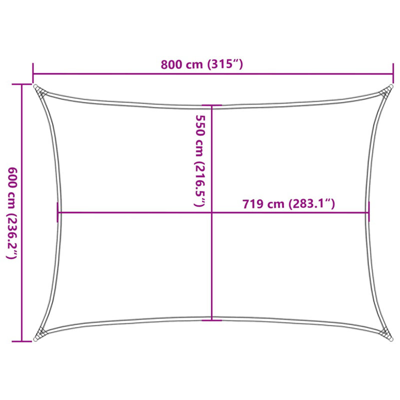 Sunshade Sail 160 G/M² Rectangular Orange 6X8 M HDPE, Grey