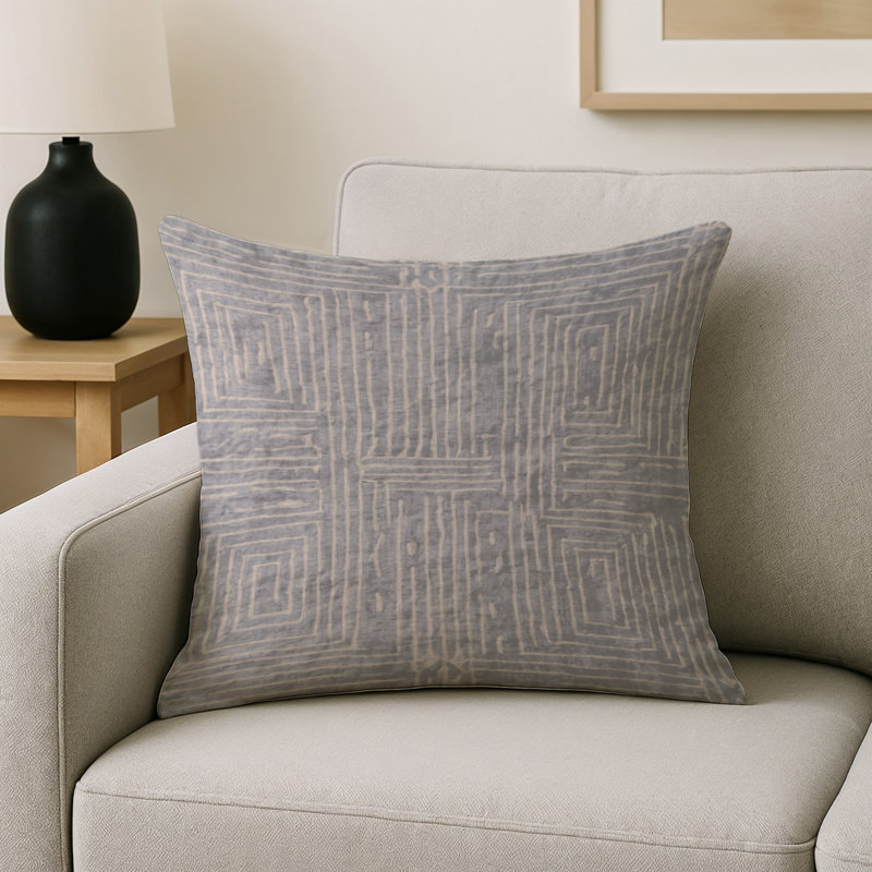 Coussin décoratif intérieur et extérieur Modern, Carré 20 po, Gris géométrique 3