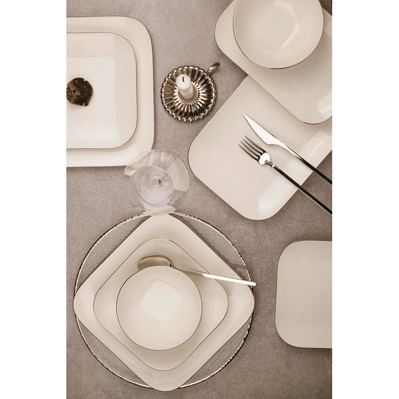Ayran Piece Dinnerware Set - Service for 12, Cream