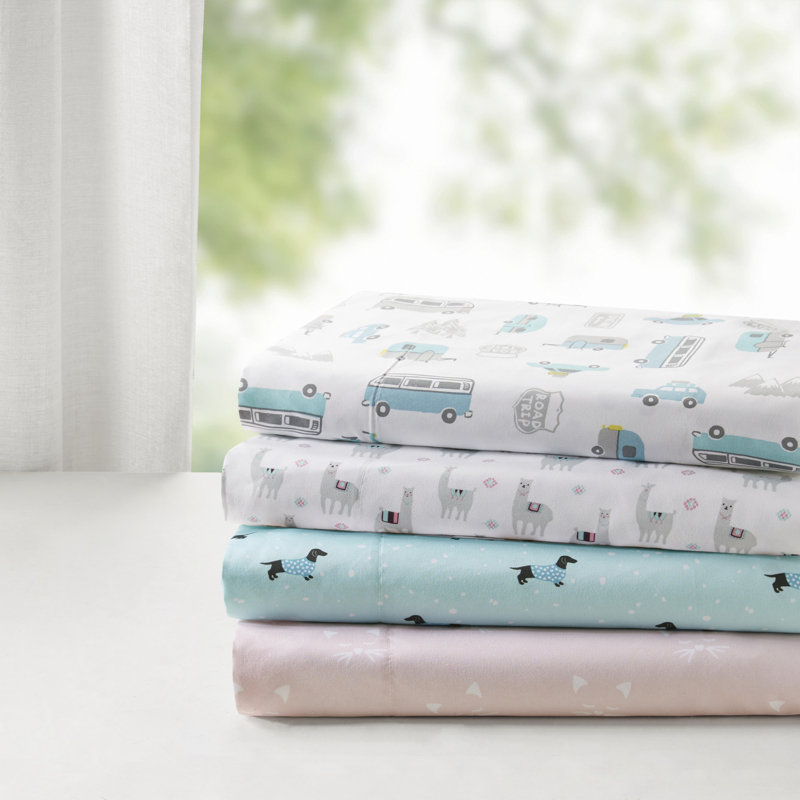 Twin XL Gray Llama Print Microfiber Sheet Set