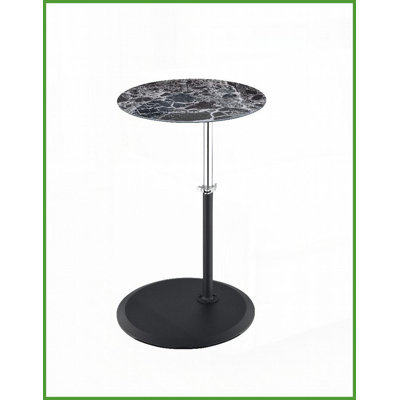 Space-Saving Adjustable Height Coffee Table with Black Marble Glass Top & 3D Textured Surface by Latitude Run