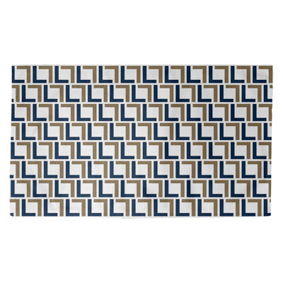 Tapis géométrique bleu marine / brun / blanc