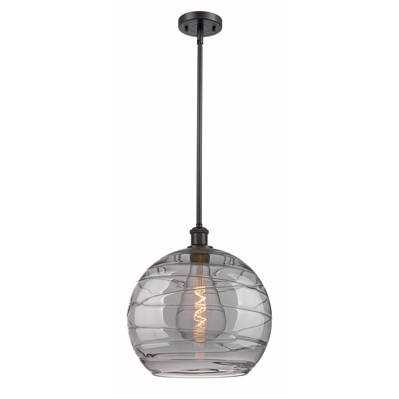 Luminaire suspendu sphérique 1 lumière Cindi, Non, Bronze huilé, Gris fumée clair