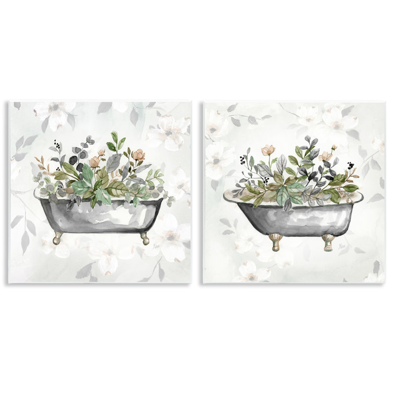 Ensemble de 2 plaques murales grises avec aquarelle