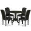 5 Piece Dining Room Furniture Set Includes a Round Dining Table with Dropleaf and 4 Black Faux Leather Upholstered Chairs, 42x42 Inch, Black-1278237288-1278237289-1238114378