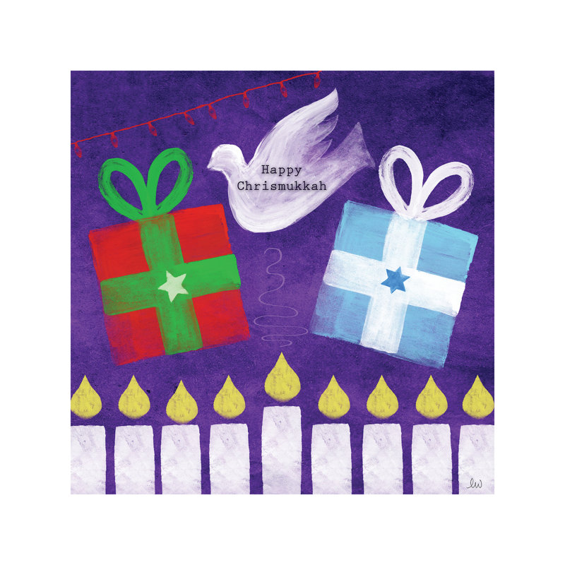 Happy Chrismukkah by Linda Woods - Wrapped Canvas Painting, 45.72 cm H x 45.72 cm W x 3.175 cm D